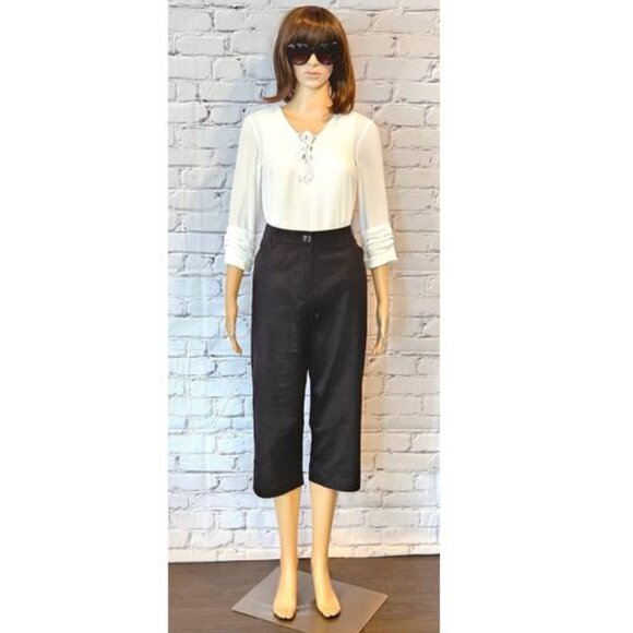 KIM ROGERS, cotton cropped black capri pants - Picture 3 of 13